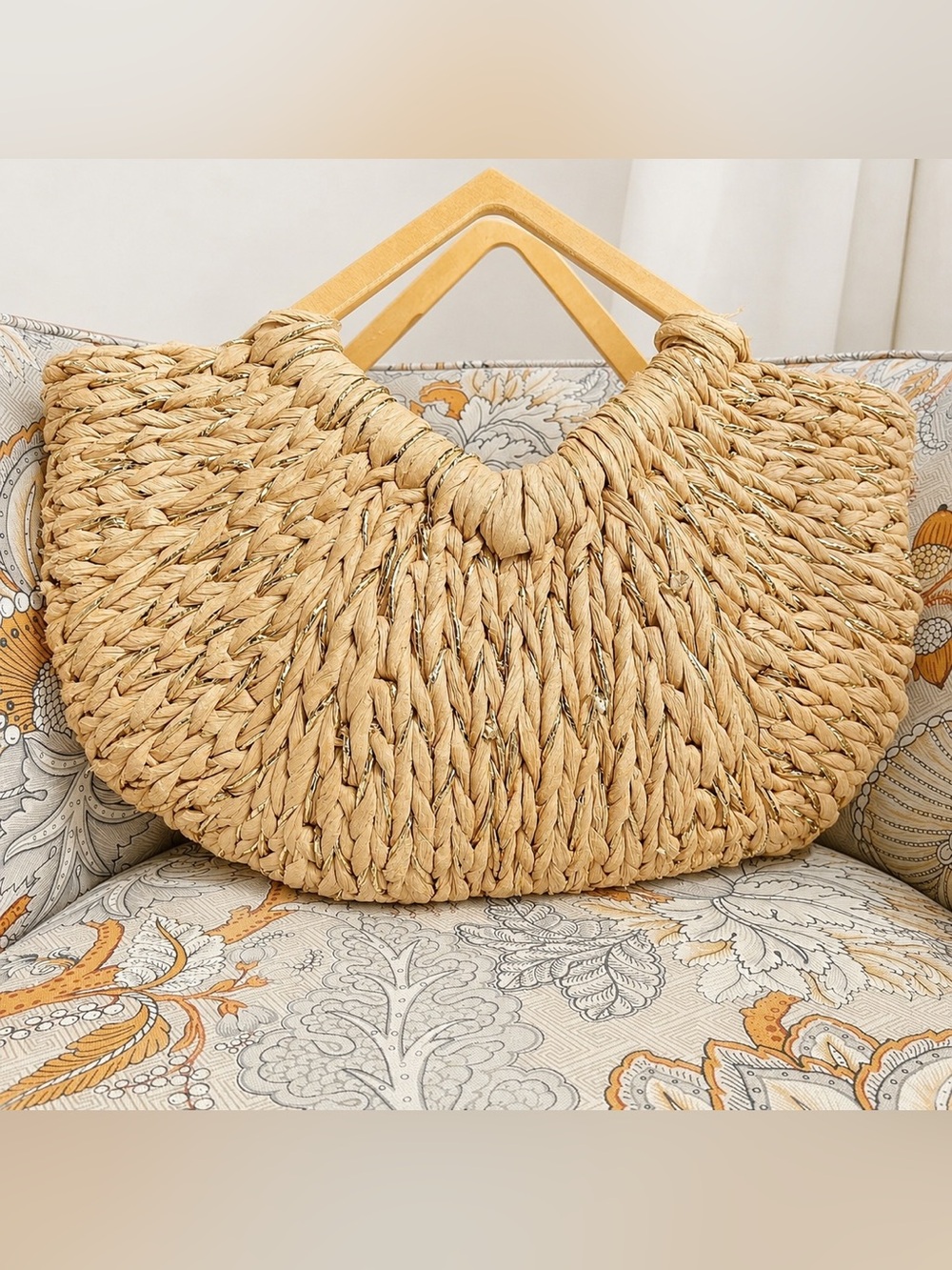 Elegant Tan Woven Women's Bag